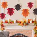 2 x Fall Party Decorations Maple Leaves Paper Fans, 9 PCS Hanging Paper Fans Classroom Decoration for Autumn Thanksgiving Birthday Baby Shower Rustic Wedding