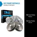 TRQ Front and Rear Brake Rotor Set Compatible with 2015-2022 Ram ProMaster City, 1 Piece