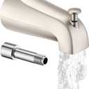 All Metal Bathtub Spout with Diverter, 5.3 Inch Tub Spout, Fits 1/2" Copper Slip-On and 1/2" or 3/4" IPS Threaded Pipes, Easy Lift to Switch, Leak-Free, Easy DIY Installation, Brushed Nickel
