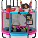 Happin® 55’’ Trampoline for Kids with Safety Enclosure, Indoor & Outdoor Toddler Trampoline, Ultra Safe Design with Multi Activity Accessories, Perfect Toddler Gift for Boys & Girls Ages 1–8