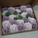AmyHomie 25pcs Real Looking Artificial Pale Lavender Roses w/Stem for DIY Wedding Bouquets Centerpieces Arrangements Party Baby Shower Valentines Day Christmas Tree Decorations