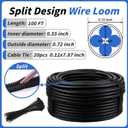 100FT Split Wire Loom Tubing, 3/4 Inch Wire Protector Tubing, Automotive Wire Flexible Conduit Cord Covers with 20 Cable Ties for Automotive Marine RV Agriculture Electrical Cable Protection