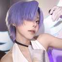 Half and Half Polyester Cosplay Wig Short Light Purple Anime Wig with Bangs Purple Side Part Synthetic Hair for Men Women Halloween Party