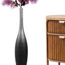 27.5" Tall Modern Floor Vase - Black with Silver Galaxy Ombre Finish - Resin Decorative Vases with Slim Neck & Weighted Base - Large Home Decor Vase for Living Room, Entryway