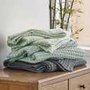 Bedsure Cooling Cotton Waffle King Size Blanket - Lightweight Breathable Summer Blanket of Rayon Derived from Bamboo for Hot Sleepers, Luxury Throws for Bed, Couch and Sofa, Dark Grey, 104x90 Inches