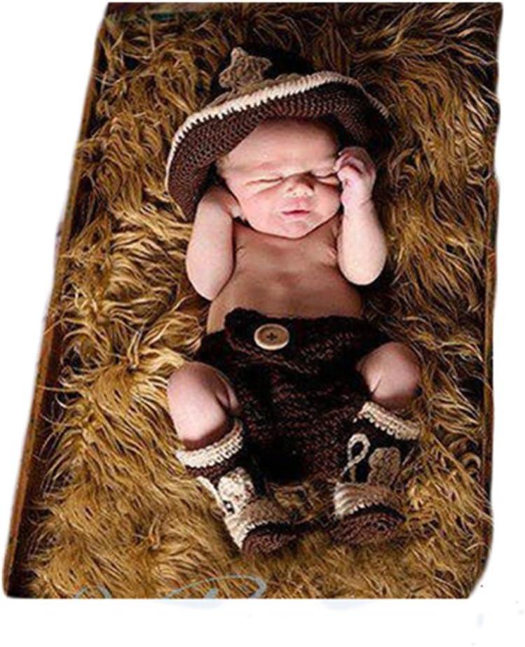 Newborn Baby Photography Props Boy Girl Photo Shoot Outfits Crochet Knitted Clothes Cowboy Hat Pants Photography Shoot