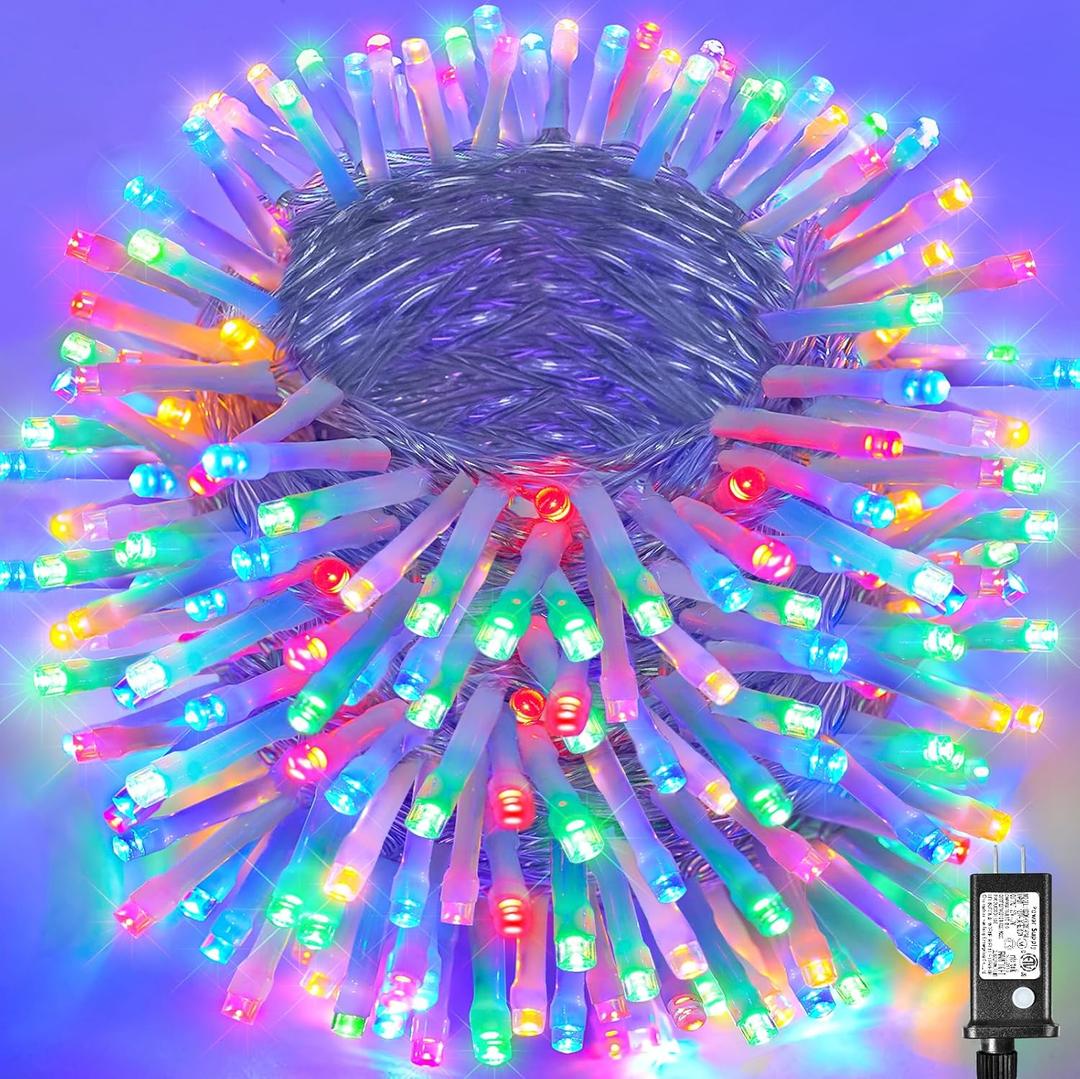 1000 LED String Lights Indoor Outdoor 328FT Christmas String Lights for Outside 8 Modes Clear Wire, Plug in Twinkle Fairy Lights for Bedroom Party Garden Christmas Tree Decorations, Multicolor