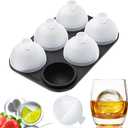 Whiskey Ice Ball Mold - 1.8 Inch Silicone Maker With Individual Lid for Easy Fill and Release - 6 Round Sphere Molds for Cocktails and Bourbon