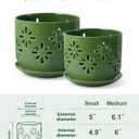 EFISPSS Orchid Pots with Holes,5+6 Inch Ceramic Plant Pots with Drainage Holes and Tray,Enhanced Drainage and Ventilation,Flower Pots for Indoor/Outdoor Plants for Repotting - Green