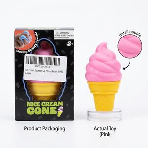 2 x Ice Cream Squeeze Squishy, Ice Cream Cone Squishy, Slow Rise Sensory Fidget Toy, Stuffers Party Favors Summer Sensory Stress Relief (Pink)