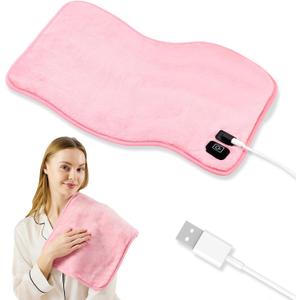 USB Heating Pad, Car Heating Pad 18"x 12", Portable Heated Pads for Travel, 5V Heated  3 Heat Settings, Machine Washable, Pink