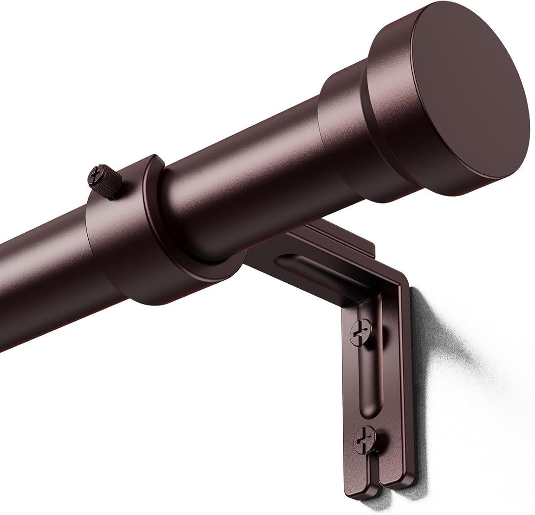 YaFex Curtain Rods 32-144 Inch, Heavy Duty 1 Inch Adjustable Curtain Rod for Windows, Bronze Extra Long Window Treatment Rods, Modern Design, Easy Installation