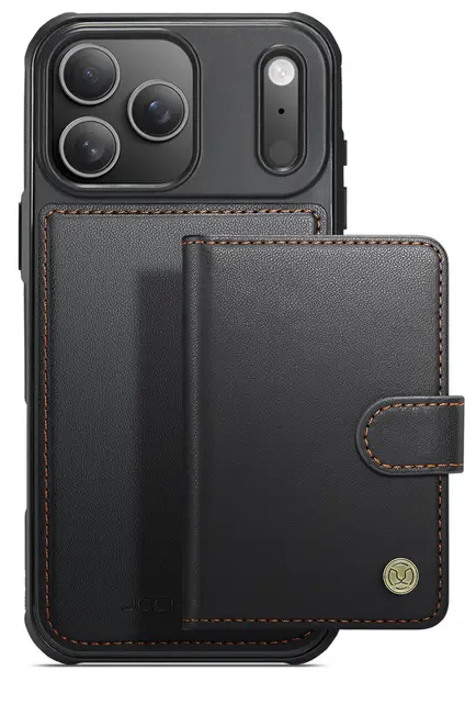 for iPhone 17 Pro Max Wallet Case with Screen Protector, Slim PU Leather Protective Case with Card Holder[RFID Blocking] Kickstand Cover 6.9"-Black