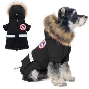 PINA Dog Coats for Small Dogs, Waterproof Dog Jacket, Dogs Winter Coat Jacket, Warm Cold Weather Coats, Windproof Reflective Hoodie with Pocket, Flannel Lining Snow Coat with Faux Fur Hood, XL