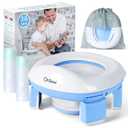 Orzbow Portable Potty Training Toilet, Travel Potty Seat for Toddler Boys Girls with Splash Guard, Potty Training Essentials, Foldable, Includes Free Travel Bag and 40 Liners, Indoor/Outdoor Use, Blue