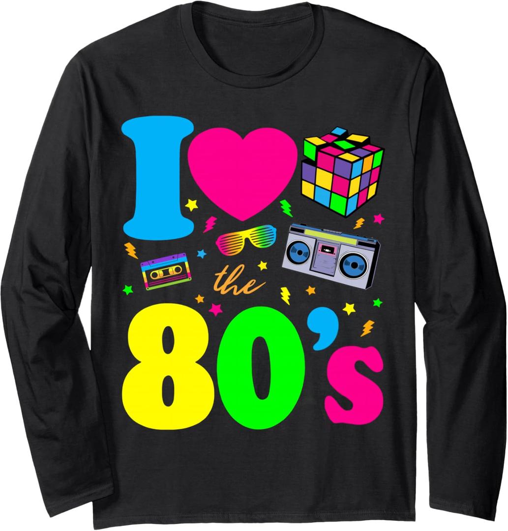 I Love The 80s Clothes for Women and Men Party Funny Tee Long Sleeve T-Shirt, Small