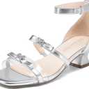 DREAM PAIRS Girls Sandals Low Heel Dress Pump Ankle Strap Two Strapped Bow Flower Wedding Party Shoes for Little Kid/Big Kid 5