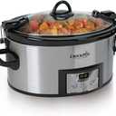Crock-Pot 6 Quart Cook & Carry Programmable Slow Cooker with Digital Timer, Stainless Steel (CPSCVC60LL-S), Ideal for Portable Cooking