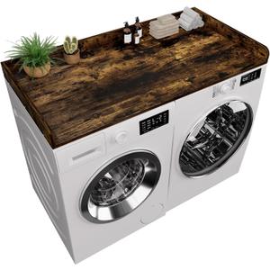 Washer Dryer Countertop, 27.5 x 54 Inch Washer and Dryer Countertop for Laundry Room Organization with Edge Wooden, Brown