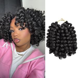 Toyotress Wand Curl Crochet Hair - 10 Inch 6 Packs Jet Black Jamaican Bounce Crochet Hair, Short Bob Curly Crochet Braids Bouncy Curls Synthetic Braiding Hair Extensions (10 Inch, 6P-#1)