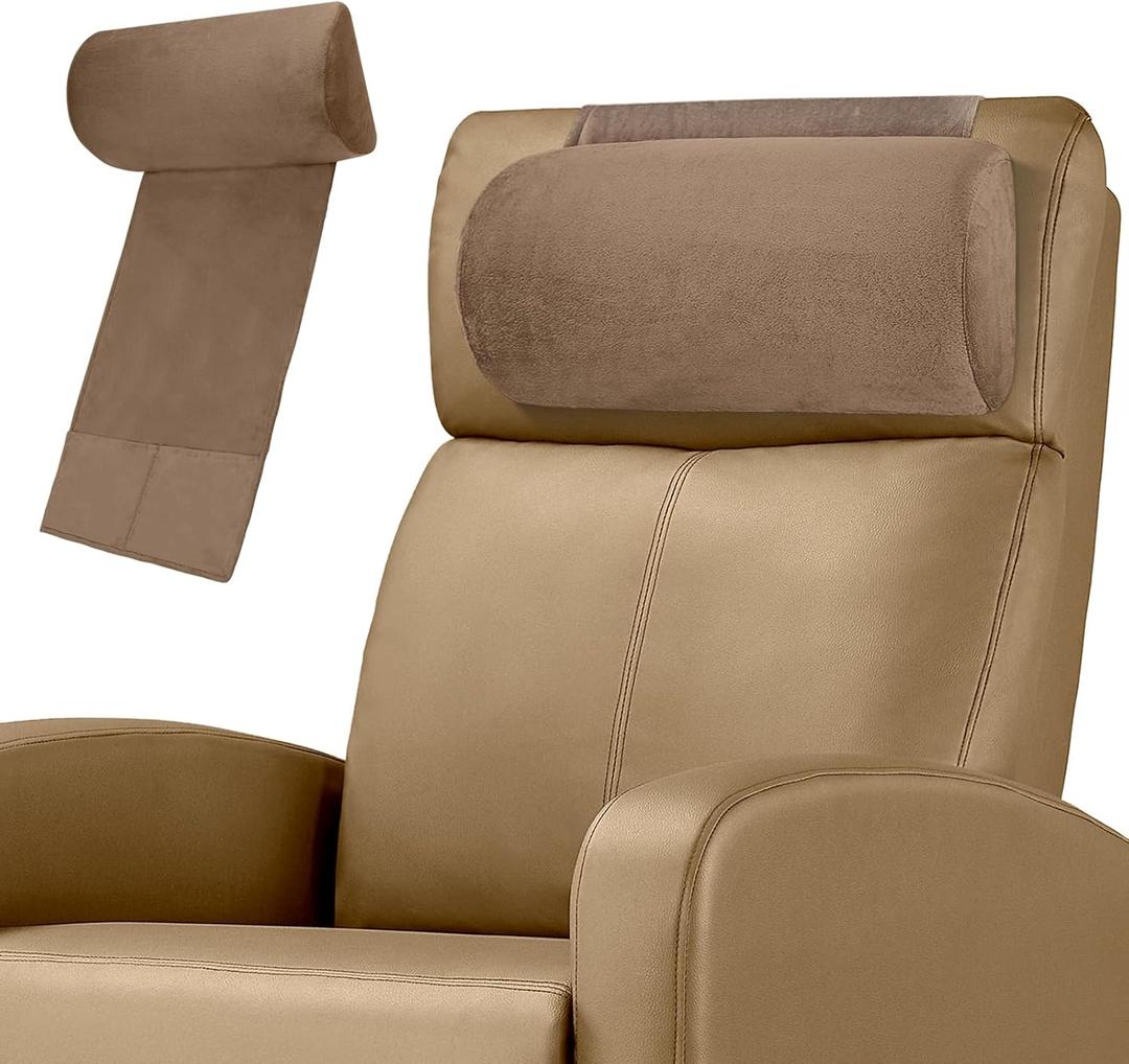 Recliner Neck Pillow with Non-Slip Base,Adjustable Neck Pillow for Recliner,Headrest for Neck Pain Relief and Neck Support (Brown)