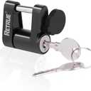 RETRUE Trailer Tongue Coupler Lock with Cap, Trailer Hitch Lock, Dia 1/4 Inch, 3/4 Inch Span for Tow Boat RV Truck Car's Coupler, Black and Silver