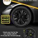 Hubcaps, 15 inch hubcaps Set of 4, Wheel Rim Cover ABS Material, Snap On Car Truck SUV Replacement Hub Cap, for Toyota Camry Nissan Mazda etc, Black