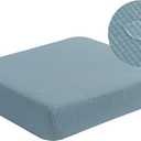 Water Repellent Sofa Seat Slipcovers Stretch Cushion Covers, Seaters Replacement for Furniture Protector, Soft Flexibility with Elastic Bottom (Medium, Dusty Blue)