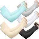 Arm Sleeves for Men Women Upf 50 Compression Arm Sleeve for UV Blocking Protection (Style 01-5 Pcs : Black+white+gray+blue+skin)