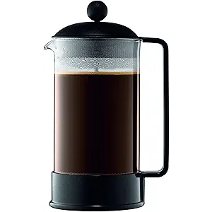 Bodum 34oz Brazil French Press Coffee Maker, HighHeat Borosilicate Glass, Black  Made in Portugal