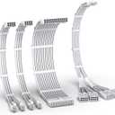 EZDIY-FAB PCIE 5.0 12VHPWR Sleeved Cable Kit, PC 16AWG Power Supply Cable Extension, 24PIN-ATX/(4+4) PIN-EPS/(12+4) PIN to 4X 8 PIN PCIE- RTX4090/4080/4070Ti Extension Cable-Pure White