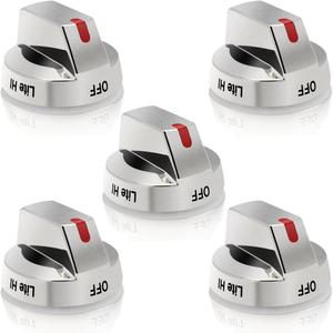 [Upgraded] DG64-00473A Stove Knobs Compatible with Samsung Gas Range/Oven/Stove, Sturdy Stainless Steel Reinforcement Ring, Top Burner Control Dial Knob Range Oven Replacement (5 Pack)