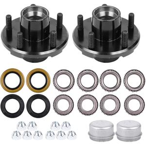 2 Sets Trailer Hub Kit 5 Bolt 4.5 for 2000 lbs Trailer Axles 1" & 1-1/16" Straight Spindle, Trailer Idler Hub Kit with L44643 L44649 Bearing Kit