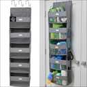 GORILLA GRIP Over The Door Organizer Storage, 5 Deep Hanging Shelves, Holds 50lbs, Closet Organizers Shelf for Bedroom, Shoes, Bathroom, Nursery, Dorm Essentials, 3 Metal Hooks, 58x15 Inches, Gray (Grey)