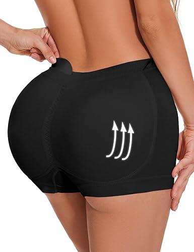 Butt Lifter Panties Shaperwear for Women Seamless Hip Enahncer Body Shaper Boyshort Padded Underwear Black XS