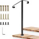 VIVOSUN Outdoor Handrail, 2 Step Stair Handrail, 21.6" x 39" Fits 1 to 2 Steps, Wrought Mattle Iron Stair Railing with Dual Curved Ends for Concrete Steps, Porch Steps, One-Step Assembly, Black