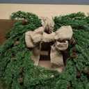 Vintage Norfolk Pine Christmas Wreath - 21 Inch Artificial Greenery Faux Cedar Wreaths with Bells and Ribbon Bow for Xmas Decor Indoor Outdoor Window Wall Decoration