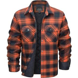 MAGNIVIT Mens Flannel Jacket Quilted Lined Thermal Winter Coat Button Down Plaid Jacket Insulated Flannel Shirts for Men (S)