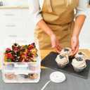 Teenyyou 36 Cupcakes Carrier 2-layer for Cake Container Cupcake Holder with Lid and Handle Detachable Dessert Dessert Small Snack for Party Storage Container