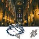 5 x Blue Rosary Beads Catholic For Women Men,Blessed Rosary Necklace,Rosarios Catolicos Para Mujer,Pardon Crucifix Holy Soil Medal Rosaries Catholic,La Cruz Del Perdon Catolica,Crucifijos Catolicos