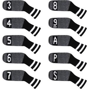 Scott Edward 10 Pcs Golf Club Head Covers for Irons Cuteness Basically Socks Shape Washable Durable Golf Club Head Protector Double Sided Knit for All Brands Callaway, Ping, Taylormade, Cobra Etc (Black White Pattern)