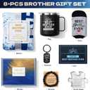8 Pcs Birthday Gifts for Brother, Care Package with Blanket and Mug, Adult Men Present from Sister, Brother Gift Box Set