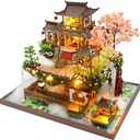 Yuzhen DIY Miniature Dollhouse with Furniture and LED Lights, Large Ancient Style Wooden Dollhouse Includes Dustcover and Music Movement