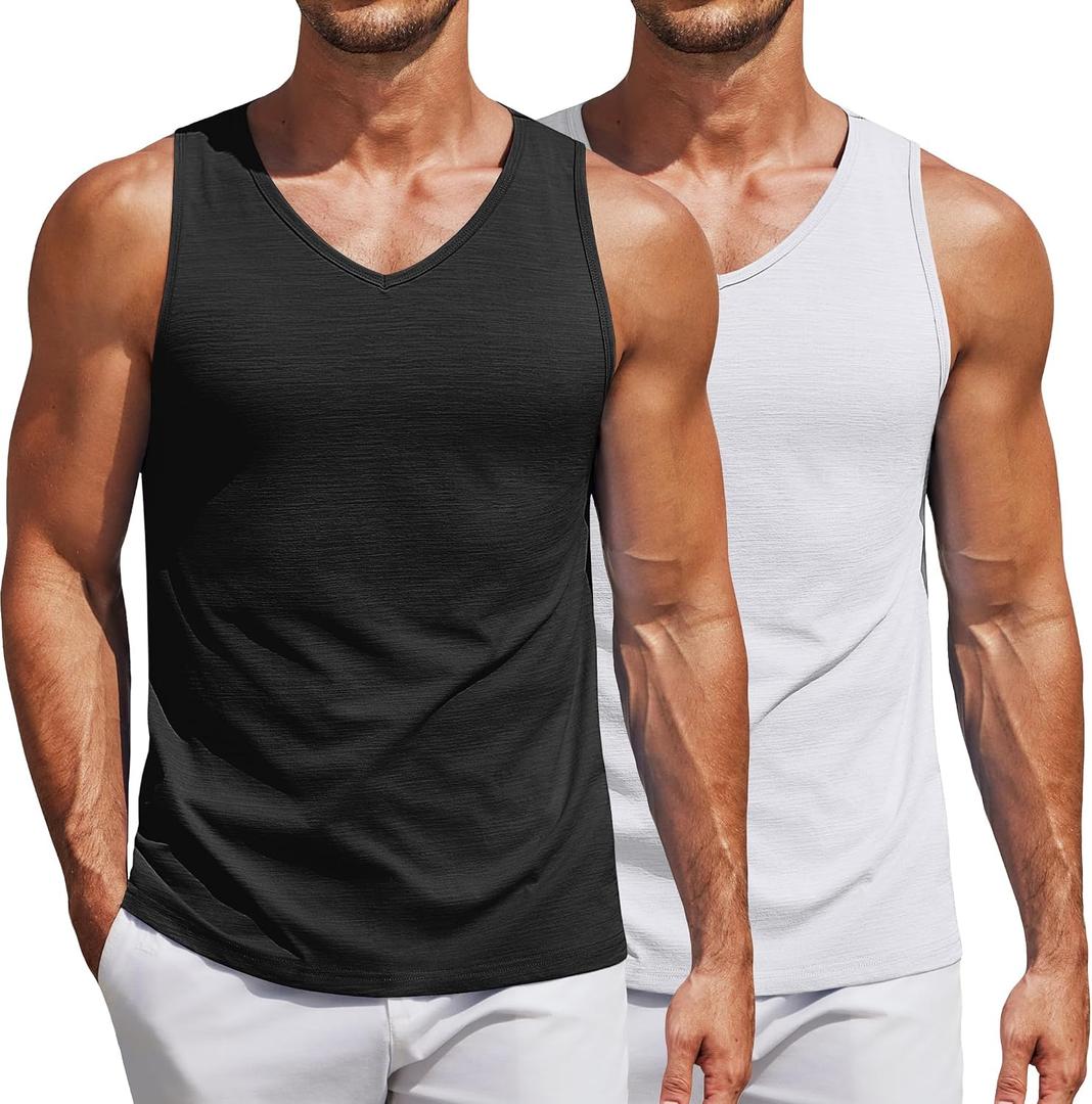 COOFANDY Men's Workout Tank Tops Sleeveless Muscle Gym Shirt Bodybuilding Tee (XL)