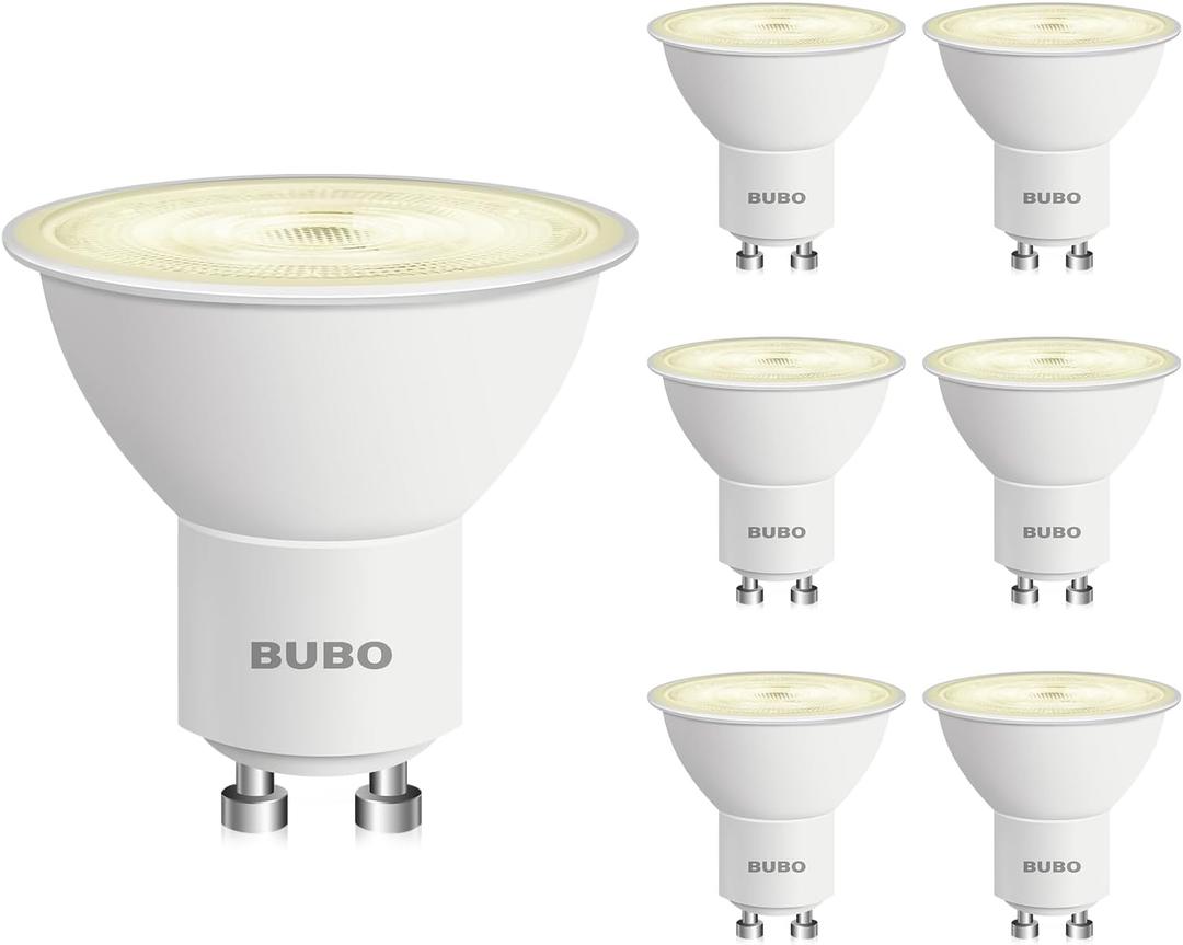 BUBO GU10 LED Bulb 6W Equivalent 50W, 2700K Soft White 650 Lumens, Non-Dimmable GU10 Bulb Replacement for Track Lighting, MR16 LED Bulb for Kitchen, Range Hood, Living Room, Bedroom, 6 Pack
