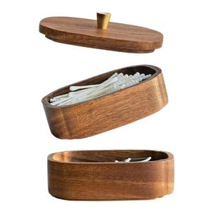MIGAKU HOME Acacia Wood Qtip Holder Bathroom Jars with Lids, Double-Layer Canisters for Cotton Ball/Round/Pads, Floss Pick Storage, Jars for Bathroom Countertop/Vanity Organizer, Home Decor