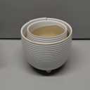 LE TAUCI Ceramic Plant Pots, 5.1 + 6.4 Inch Footed Pots for Plants, Modern Flower Pots for Home and Office, Indoor Planters with Drainage, Reactive Glaze White