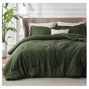 Bedsure King Size Comforter Set - Dark Green Soft Bedding for All Seasons, Cationic Dyed Bed Set, 3 Pieces, 1 King Size Comforter (104"x90") and 2 Pillow Shams (20"x36"+2")