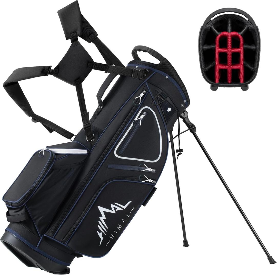 14 Way Golf Stand Bag, Golf Bags for Men with Stand, Top Dividers Ergonomic with 10 Pockets (Black)