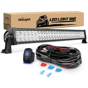 Nilight LED Light Bar 32Inch 180W Spot Flood Combo Led Off Road Lights 12V 5Pin Rocker Switch LED Light Bar Wiring Harness Kit,(ZH079), Clear,White